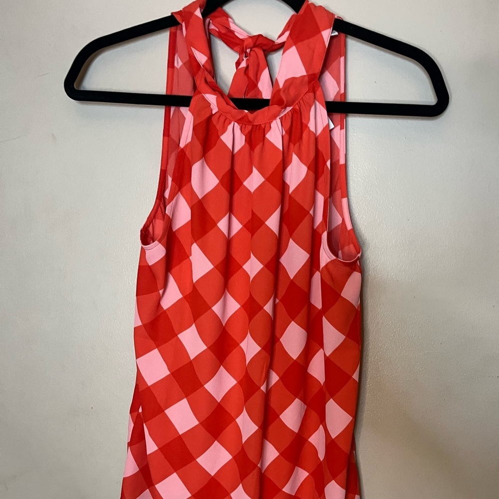 J Crew Factory Gingham Tie Neck Tank New with Tags